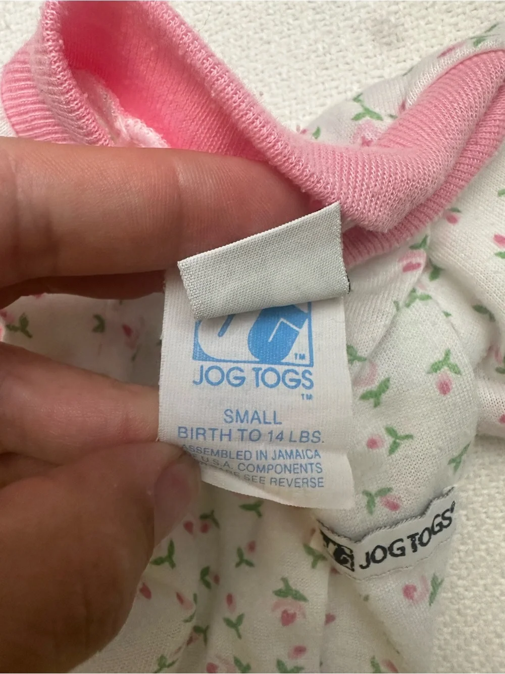 Vintage Jog Togs Pink Floral Baby One-Piece Romper